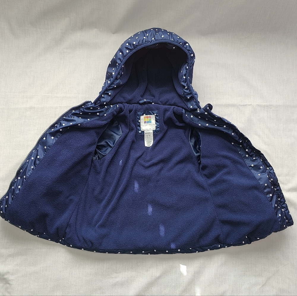 Healthtex Girl's Toddler Puffer Jacket - Blue w/White Polka Dots - Size 4T - Picture 5 of 8